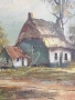 122х92см/стара голяма картина масло върху платно/пейзаж/къщи-кладенец/дървена рамка, снимка 6