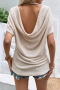 Дамска блуза в бежов цвят с къс ръкав и ефектен гръб, снимка 1 - Други - 44989552