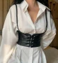 Кожен корсет-колан с презрамки и връзки р-р M и L , снимка 1