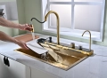 Златна мултифункционална кухненска мивка с регулируем двоен водопад, снимка 5