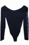 Черно дамско боди Calvin Klein Jeans с дълъг ръкав и лого на един от ръкавите, размер XS-S, снимка 2