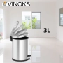 Кофа за смет с педал Vinoks, 3/5/8/12 л.бавно затваря, инокс, снимка 5