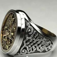 Нов сребърен пръстен с позлата-Свети Георги 925, снимка 2 - Пръстени - 45493441