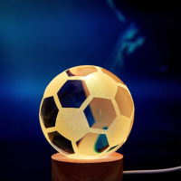 LED Светеща кристална топка/лампа, 3D сензорна - Футболна топка, снимка 1 - Настолни лампи - 45035014