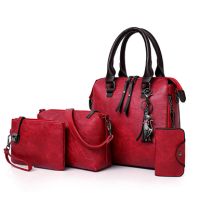Комбиниран дамски комплект ръчна чанта и портфейл от четири части, 6цвята , снимка 7 - Чанти - 45139584