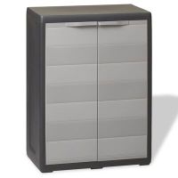 vidaXL Градински шкаф за съхранение с 1 рафт, черно и сиво(SKU:43707, снимка 1 - Градински мебели, декорация  - 45653184
