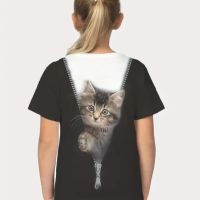 Дамски и детски 3Де тениски с коте. , снимка 4 - Тениски - 45468014