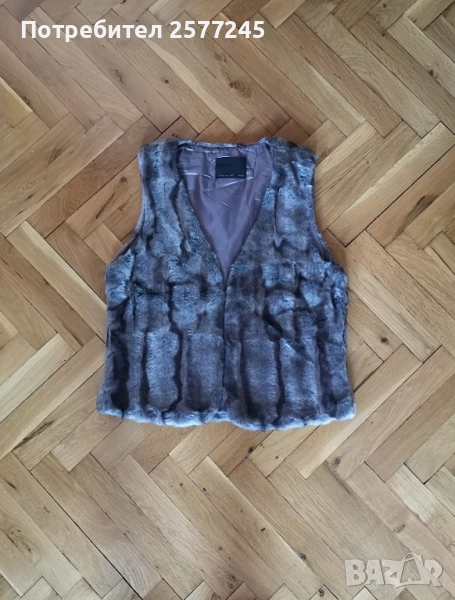 Дамско елече естествен пух размер S-M , снимка 1