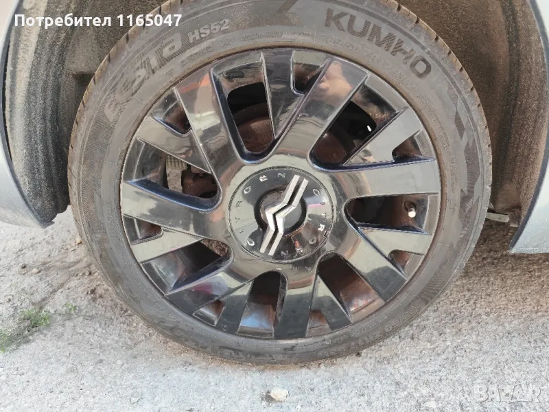 Джанти Citroen 17" 4х108 6,5J ET19 с четири нови летни гуми Kumho. Гумите са нови на 2000км., снимка 1