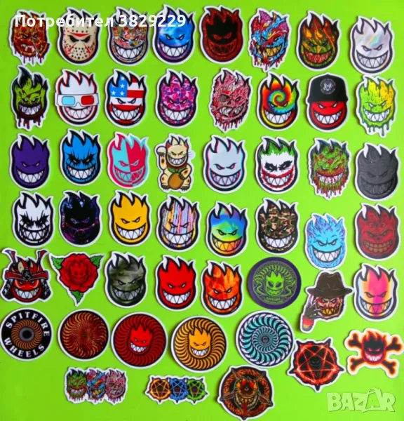Стикери SPITFIRE BG SKULL GTA ROCK HORROR комплект 50 бр, снимка 1