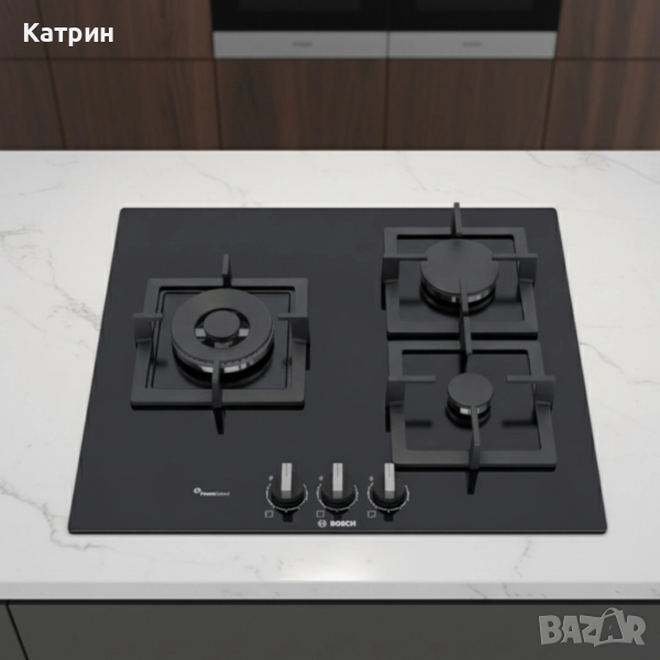 3бр./ Плот за вграждане BOSCH PPC6A6B20 с FlameSelect, Газ, 3 Нагревателни зони – прецизен контрол н, снимка 1