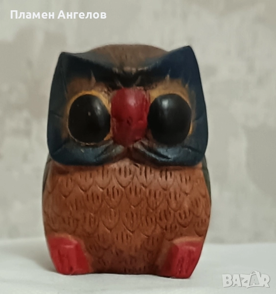 Винтидж дървена фигурка на бухълче, снимка 1