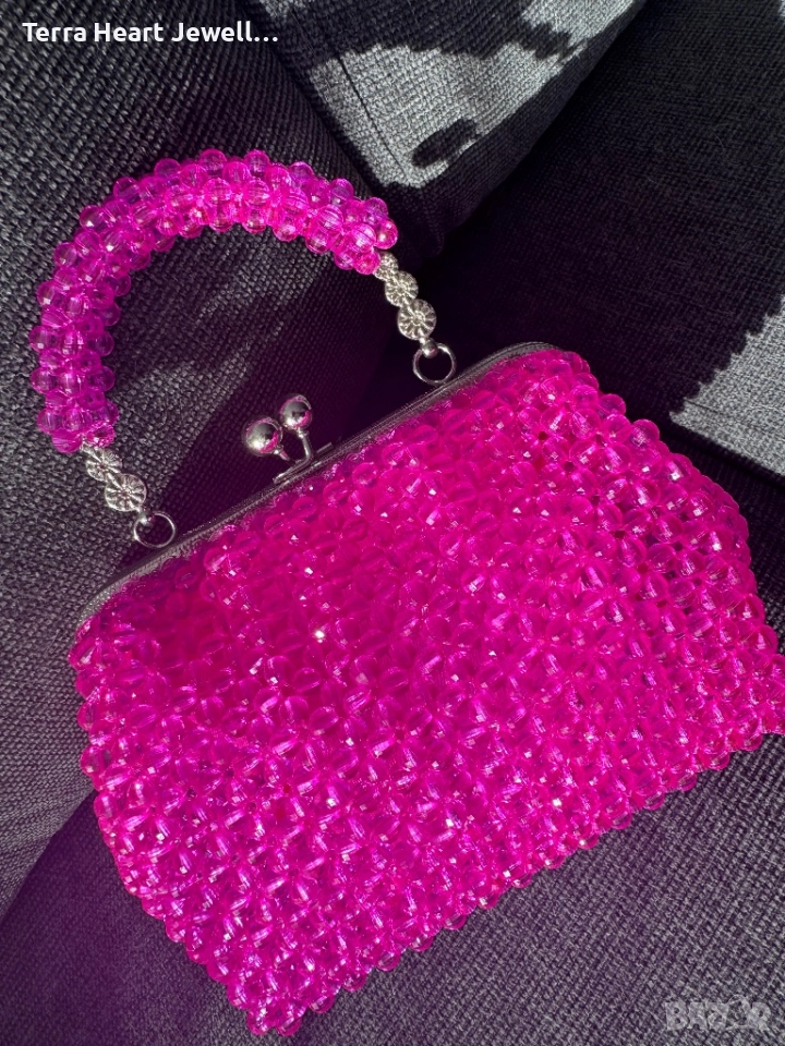 Дамска чанта от кристални мъниста и метална рамка , снимка 1