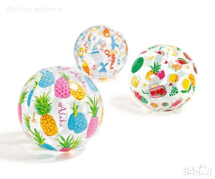 Надуваема топка Lively Print INTEX, 51см, PVC, морска тематика, снимка 1
