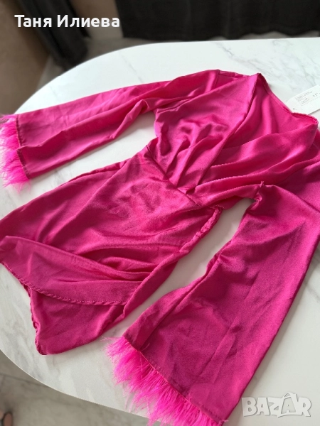 Розова рокля с дълъг ръкав, снимка 1