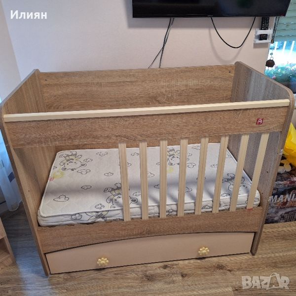 Дървена бебешка кошара с матрак 120х60, снимка 1