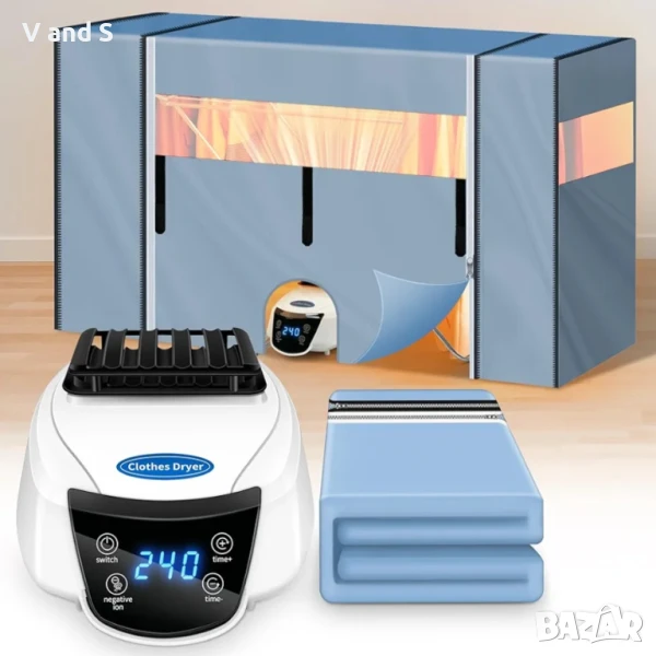 Преносима сушилня за дрехи KPCB Tech 2000W, мини сушилня за дрехи с 240-минутен таймер и сгъваем кал, снимка 1