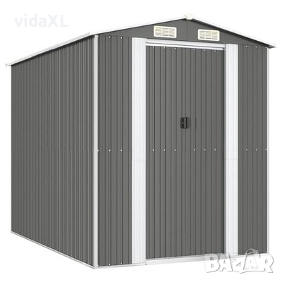 vidaXL Градинска барака светлосива 192x274x223 см поцинкована стомана（SKU:3147439, снимка 1