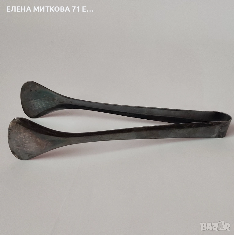 Голяма дебело посребрена щипка за лед, снимка 1