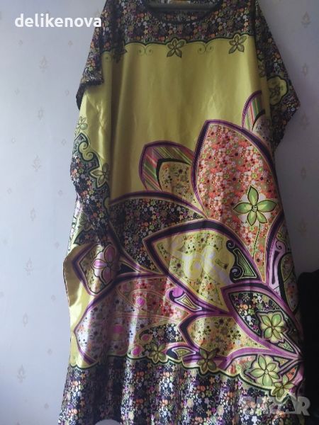 Silk Village Size L 100% Коприна Страхотна дълга рокля, снимка 1