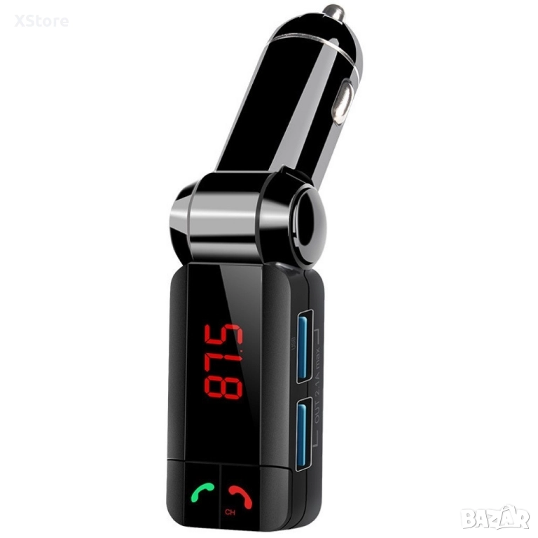 Блутут за кола (MP3player FM предавател зарядно USB и Bluetooth) , снимка 1