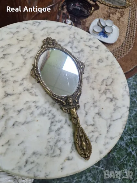Страхотно антикварно белгийско бароково бронзово огледало , снимка 1