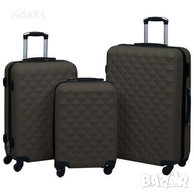 vidaXL Комплект твърди куфари с колелца, 3 бр, антрацит, ABS, снимка 1