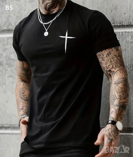 Мъжка черна тениска размер L/XL, снимка 1