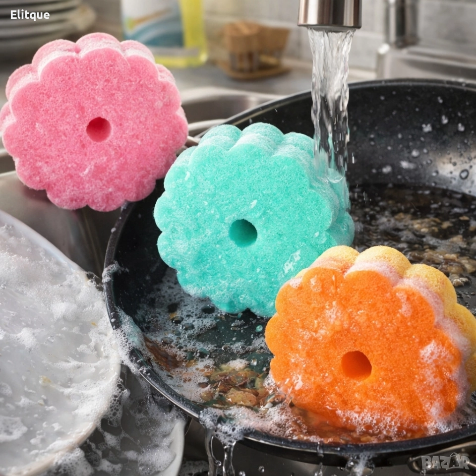 Комплект 3 броя гъби за миене на съдове – леки, ефективни и бързосъхнещи, снимка 1