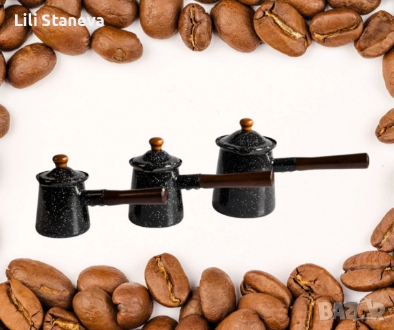 Комплект 3 джезвета с капачета Rosberg – емайлирани, черен меланж, размери 9x8.5, 10x10 и 12x12 см., снимка 3 - Други стоки за дома - 51501949