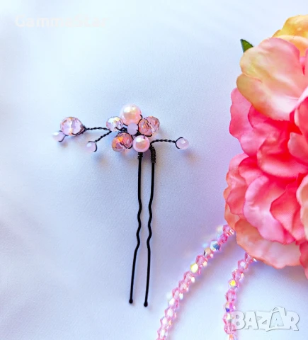 Малък фуркет в розово/ Украшение за коса/ Бижу за коса