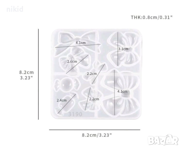 микс пандели панделка бонбон силиконов молд форма фондан шоколад смола , снимка 6 - Форми - 35419097