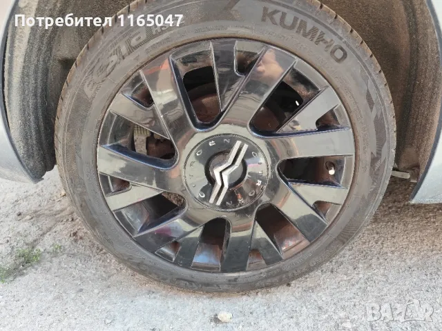 Джанти Citroen 17" 4х108 6,5J ET19 с четири нови летни гуми Kumho. Гумите са нови на 2000км., снимка 1 - Гуми и джанти - 47094374