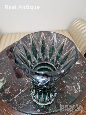 Превъзходна антикварна колекционерска белгийска кристална ваза Val Saint Lambert , снимка 4 - Вази - 51040147