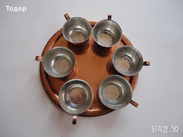 Невероятен меден бакърен сервиз чаши чаша с поднос , снимка 7 - Сервизи - 50473343