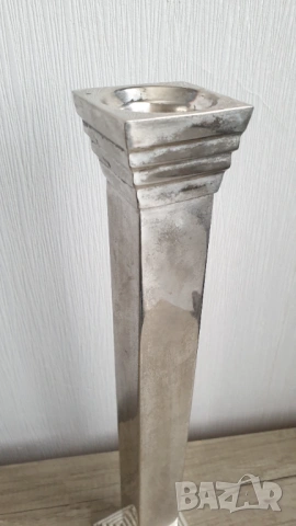Голям посребрен свещник, снимка 4 - Антикварни и старинни предмети - 53463247