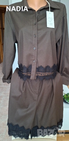 Кафяв сет риза и къс панталон