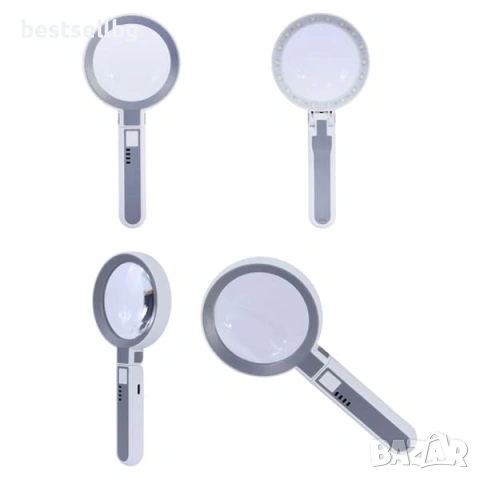 Професионална увеличителна ръчна и настолна лупа с LED осветление 4X акумулаторна USB за четене, снимка 10 - Други инструменти - 53090631