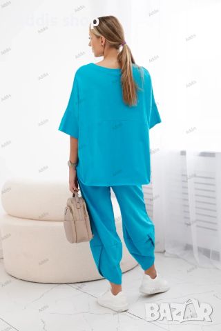 Дамски памучен комплект блуза + панталон, 3цвята , снимка 4 - Комплекти - 45669920