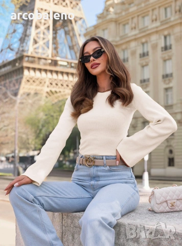 Дамска блуза с оребрени ръкави Chanelle, 4цвята , снимка 6 - Блузи с дълъг ръкав и пуловери - 54150844