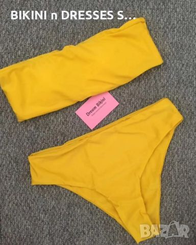 Жълт бански с висока талия , снимка 3 - Бански костюми - 46259424