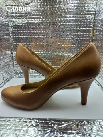 Нови елегантни дамски обувки на ток, естествена кожа, кафяви, 5th Avenue, купени от Deichmann, N 36, снимка 1