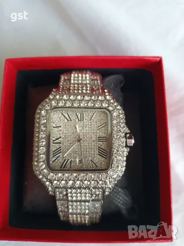 Уникален Часовник Cartier Картие All Diamonds Crystals Copy Унисекс Мъжки дамски Римски цифри , снимка 17 - Мъжки - 50360824