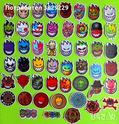Стикери SPITFIRE BG SKULL GTA ROCK HORROR комплект 50 бр