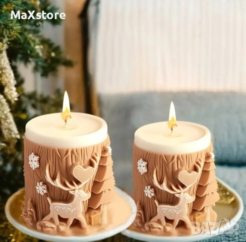 3D 2 модела елен цилиндър Силиконов молд форма за свещи гипс сапун смола , снимка 3 - Форми - 51965169