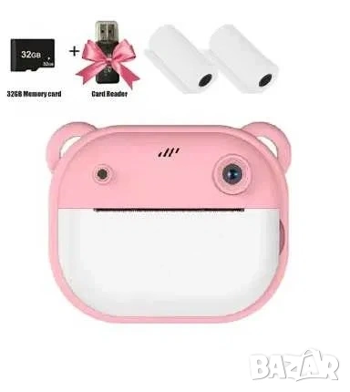 Детски фотоапарат с принтер 32BG,камера с незабавно отпечатване, снимка 3 - Електрически играчки - 46862080