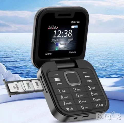 Сгъваем мобилен телефон i16 Pro – 2 SIM, камера, фенерче, FM радио, снимка 9 - Други - 52093930