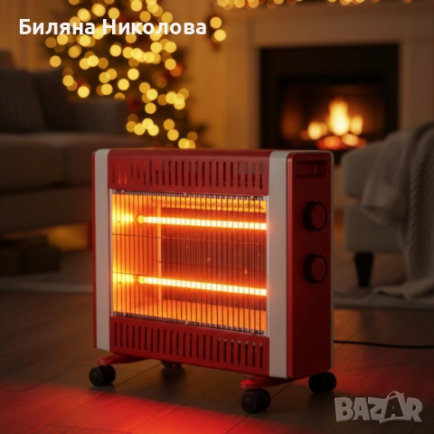Кварцов отоплител 1500W с 2 степени и мобилни колелца – бързо и безопасно затопляне
