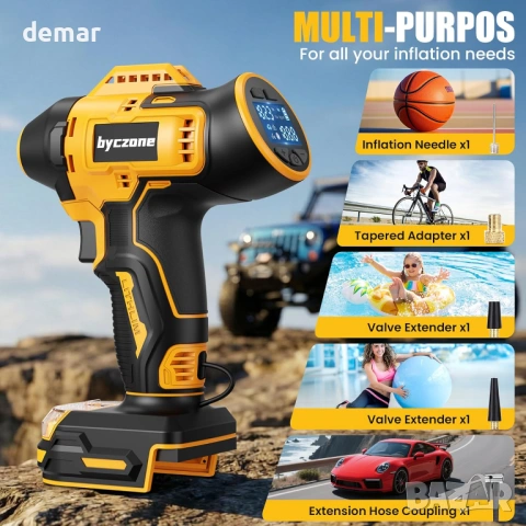 Безжичен въздушен компресор 160 PSI с LCD цифров манометър за батерия Dewalt 18V (без батерия), снимка 7 - Аксесоари и консумативи - 54025108