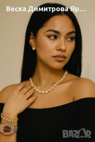 Луксозен комплек бижута, часовник , гривна и колие, снимка 11 - Бижутерийни комплекти - 51152821